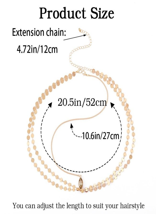 يان سلسلة رأس بوهيمية مزينة بالترتر من يان، قطع رأس ذهبية، غطاء رأس إلهي للنساء (ذهبي، مقاس واحد) - Image 2